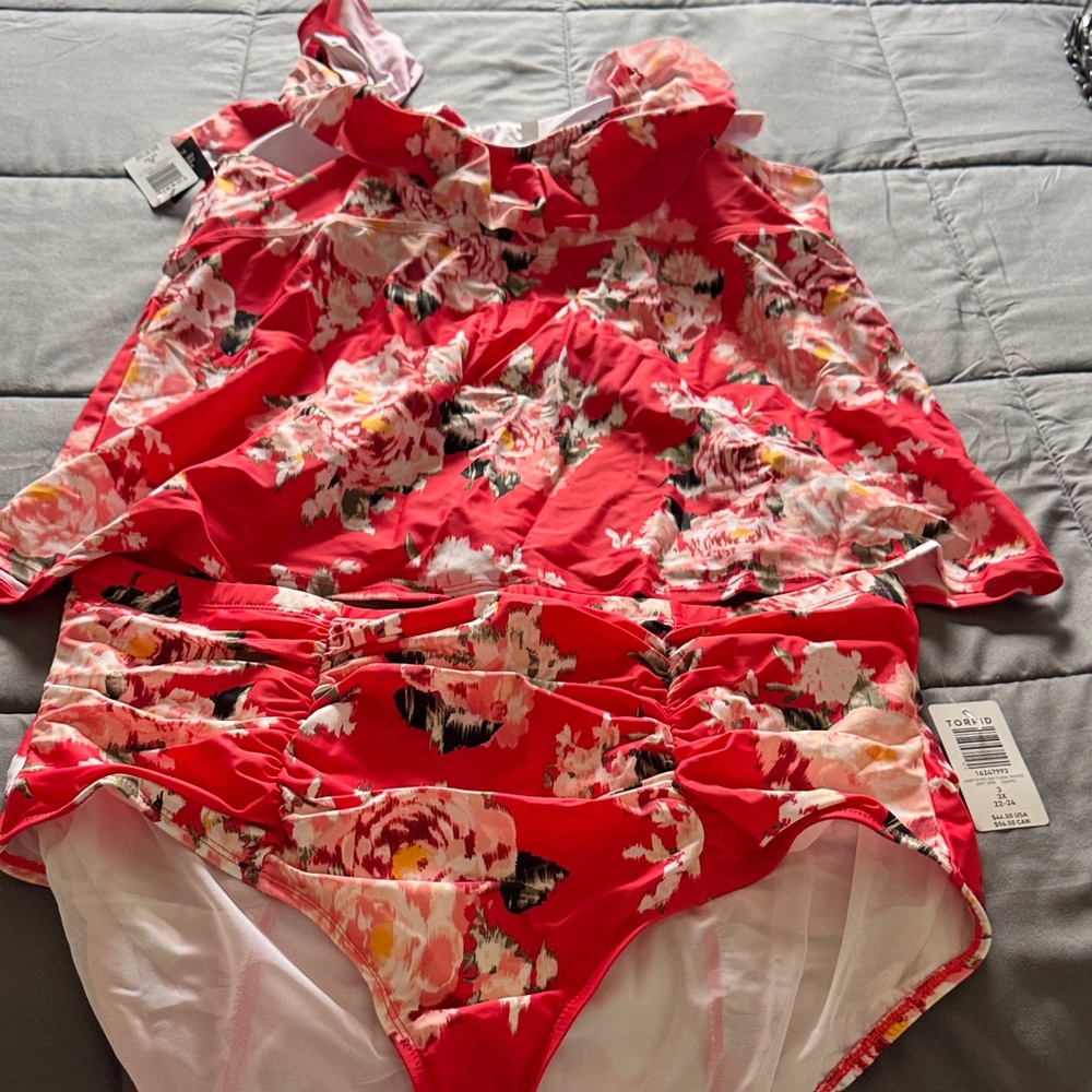 torrid Red Floral Maternity Tankini Two-Piece